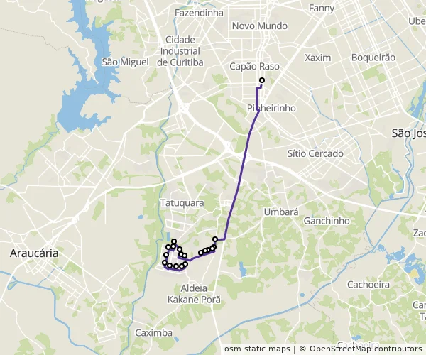 Mapa do itinerário da linha