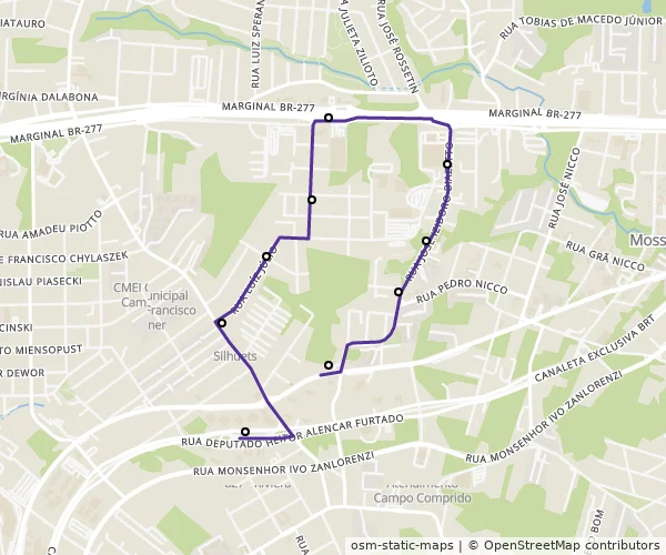 Mapa do itinerário da linha