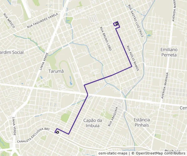 Mapa do itinerário da linha
