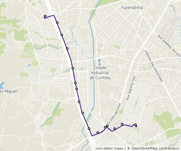 Mapa do itinerário da linha