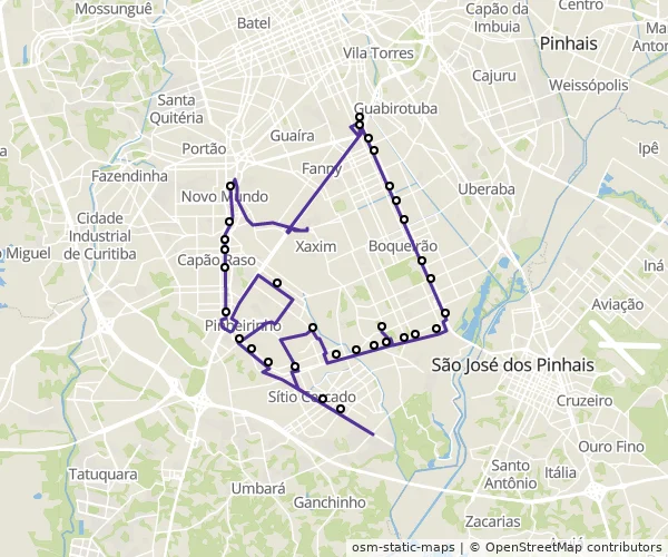 Mapa do itinerário da linha