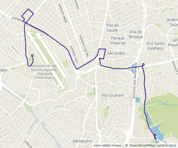 Mapa do itinerário da linha