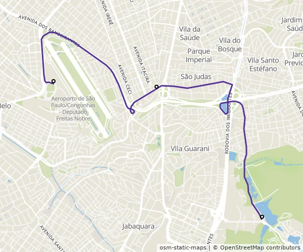 Mapa do itinerário da linha
