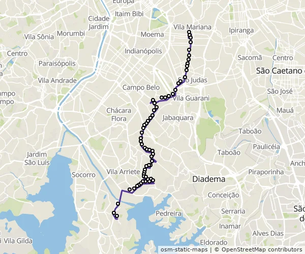 Mapa do itinerário da linha