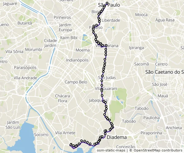 Mapa do itinerário da linha
