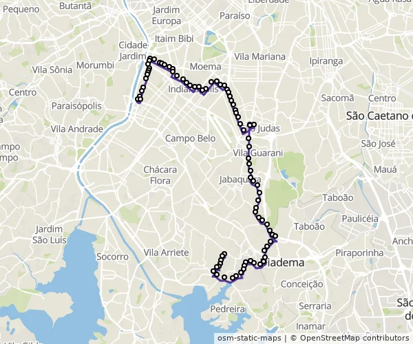 Mapa do itinerário da linha