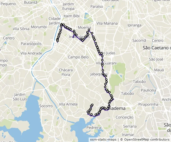 Mapa do itinerário da linha