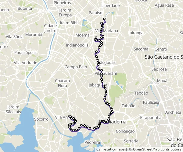 Mapa do itinerário da linha