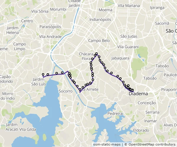 Mapa do itinerário da linha