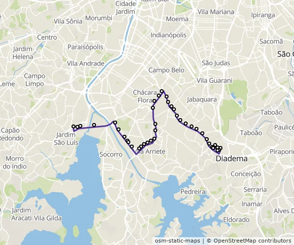 Mapa do itinerário da linha