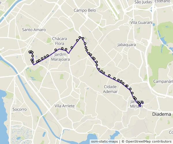 Mapa do itinerário da linha