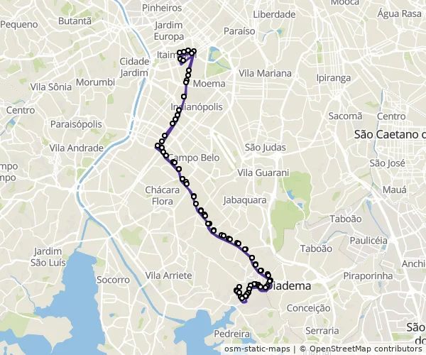 Mapa do itinerário da linha
