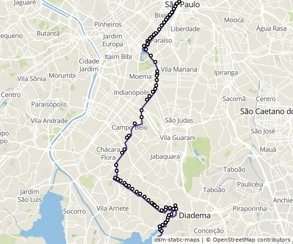 Mapa do itinerário da linha