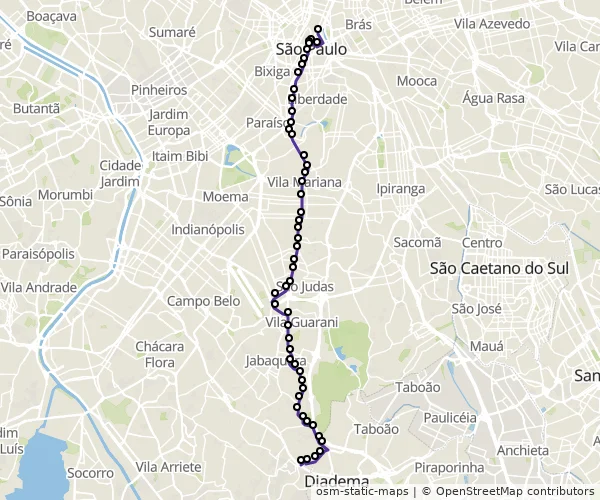 Mapa do itinerário da linha