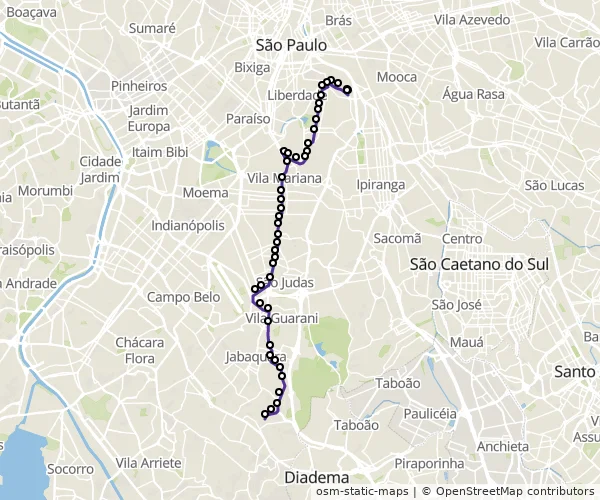 Mapa do itinerário da linha