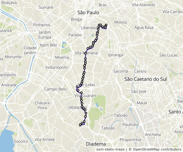 Mapa do itinerário da linha