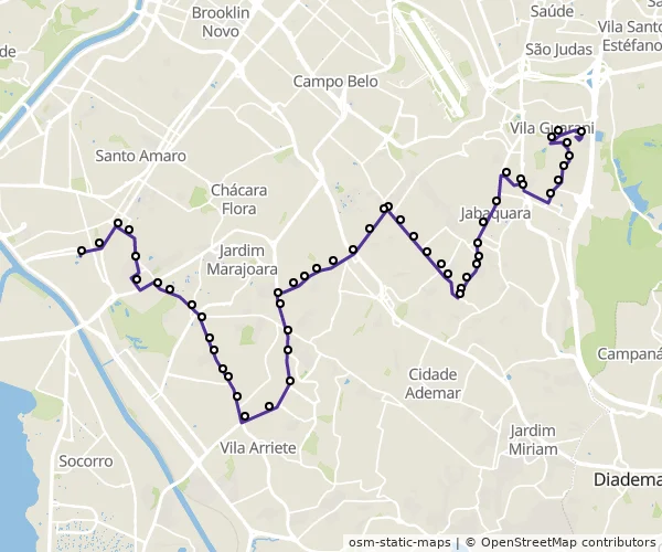 Mapa do itinerário da linha