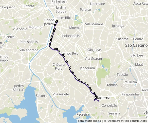 Mapa do itinerário da linha