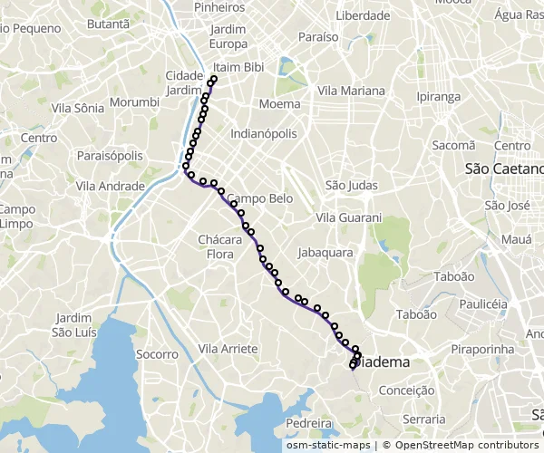 Mapa do itinerário da linha