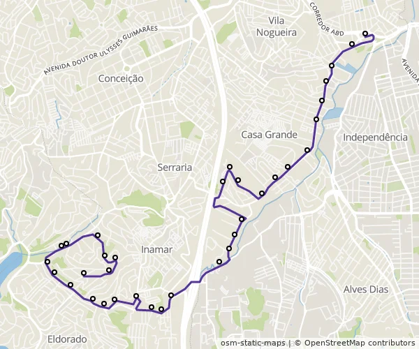 Mapa do itinerário da linha
