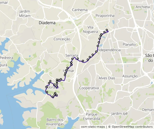 Mapa do itinerário da linha
