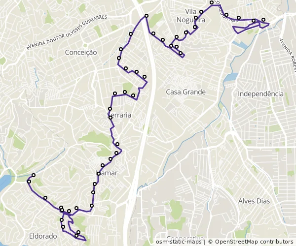 Mapa do itinerário da linha