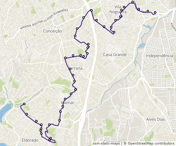 Mapa do itinerário da linha