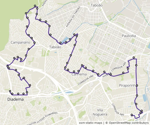 Mapa do itinerário da linha