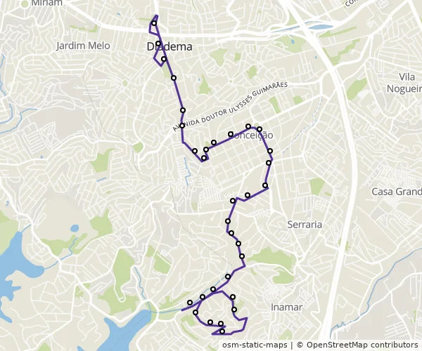 Mapa do itinerário da linha
