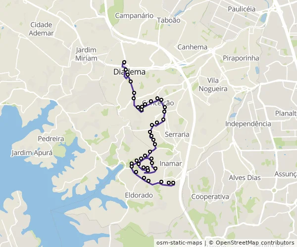 Mapa do itinerário da linha