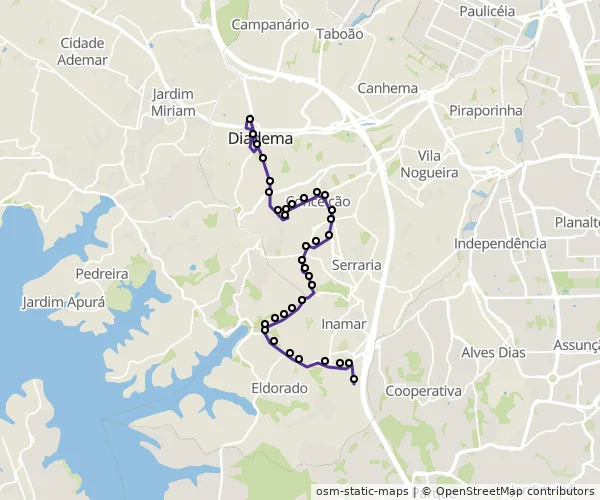 Mapa do itinerário da linha