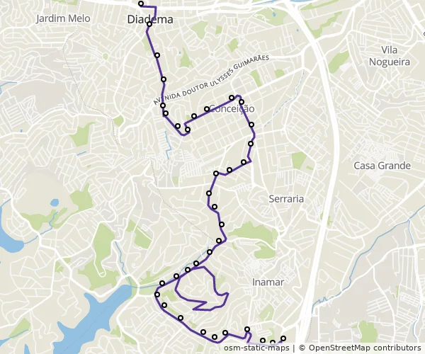 Mapa do itinerário da linha
