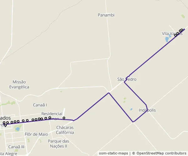 Mapa do itinerário da linha
