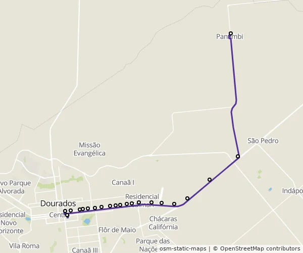 Mapa do itinerário da linha