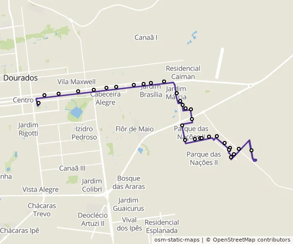 Mapa do itinerário da linha