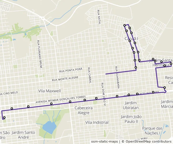 Mapa do itinerário da linha