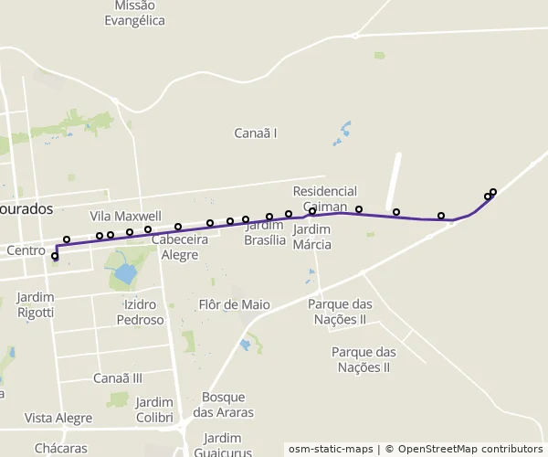 Mapa do itinerário da linha
