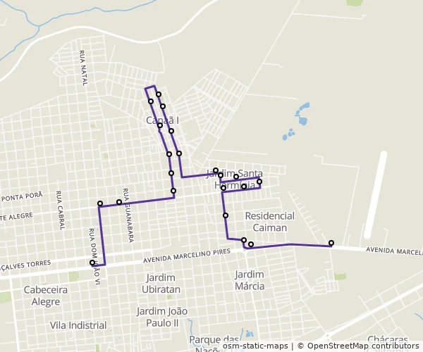 Mapa do itinerário da linha