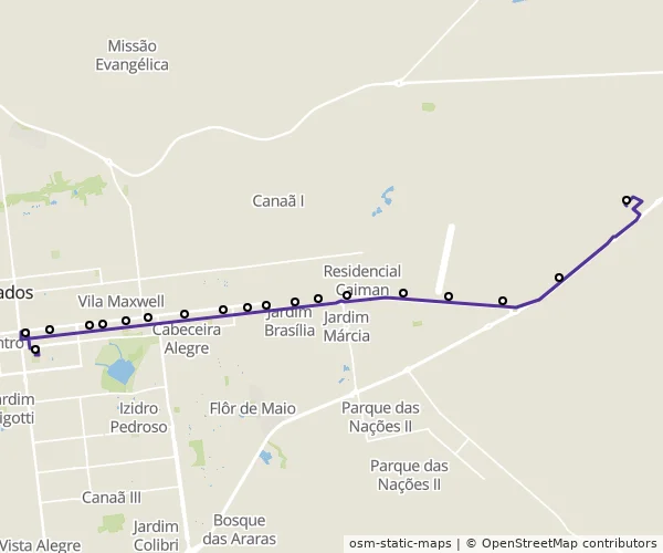Mapa do itinerário da linha