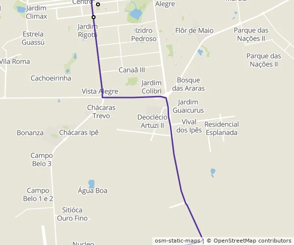Mapa do itinerário da linha