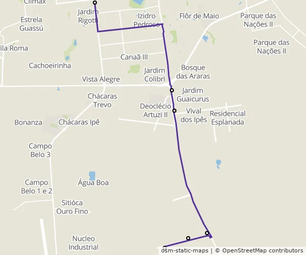 Mapa do itinerário da linha