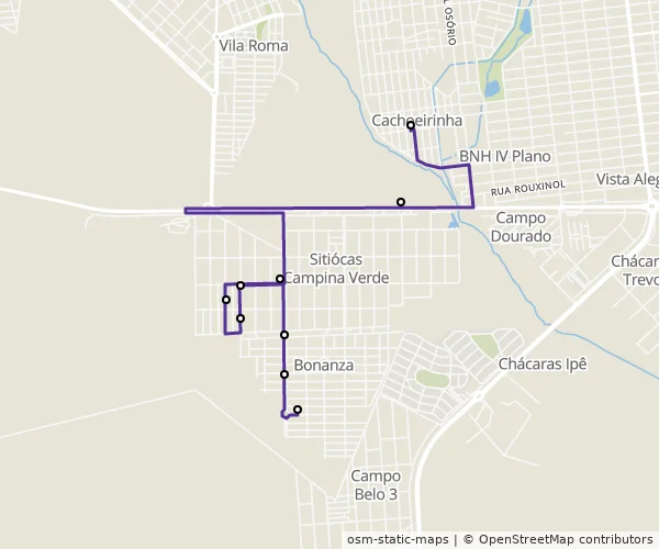 Mapa do itinerário da linha