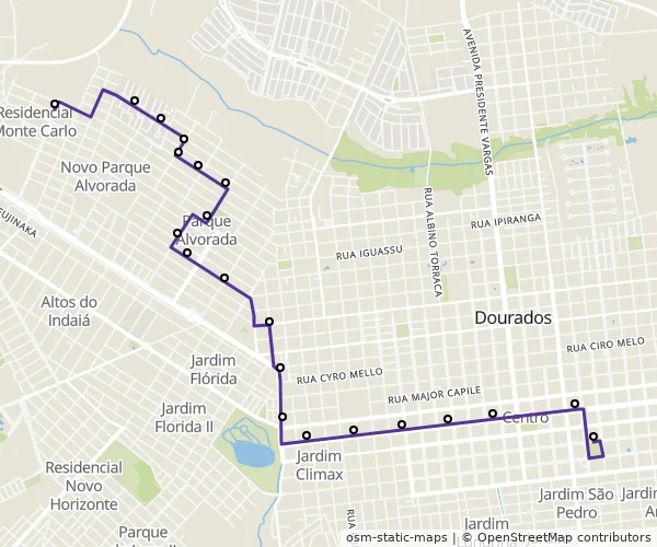 Mapa do itinerário da linha