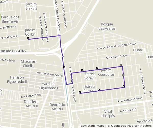 Mapa do itinerário da linha