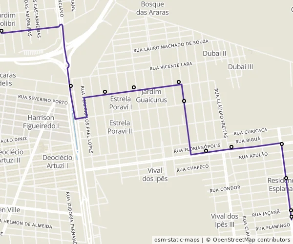 Mapa do itinerário da linha