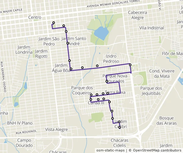 Mapa do itinerário da linha