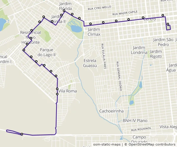 Mapa do itinerário da linha