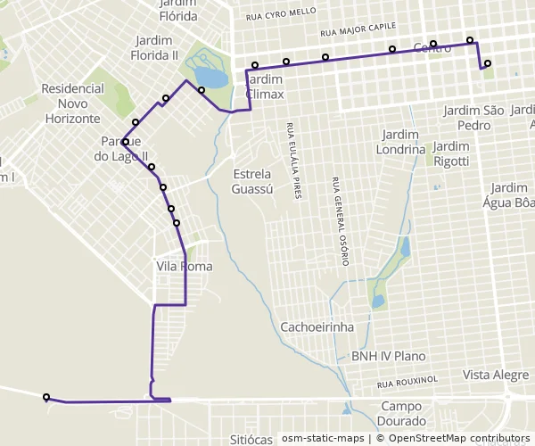 Mapa do itinerário da linha