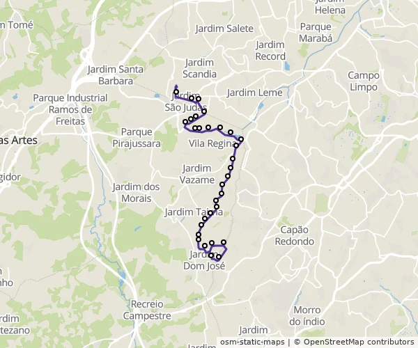 Mapa do itinerário da linha