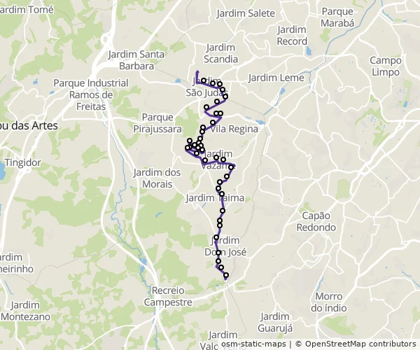 Mapa do itinerário da linha